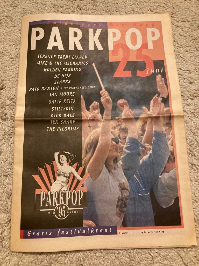 Parkpop krant 1995 DE DIJK Golden Earring STILTSKIN Pilgrims, Ophalen of Verzenden, Zo goed als nieuw, Muziek, Film of Tv