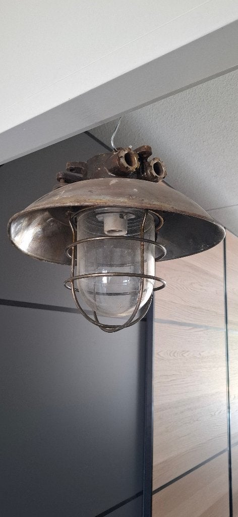 Industriële Vintage Kooilamp | Antieke Scheepslamp, Ophalen of Verzenden