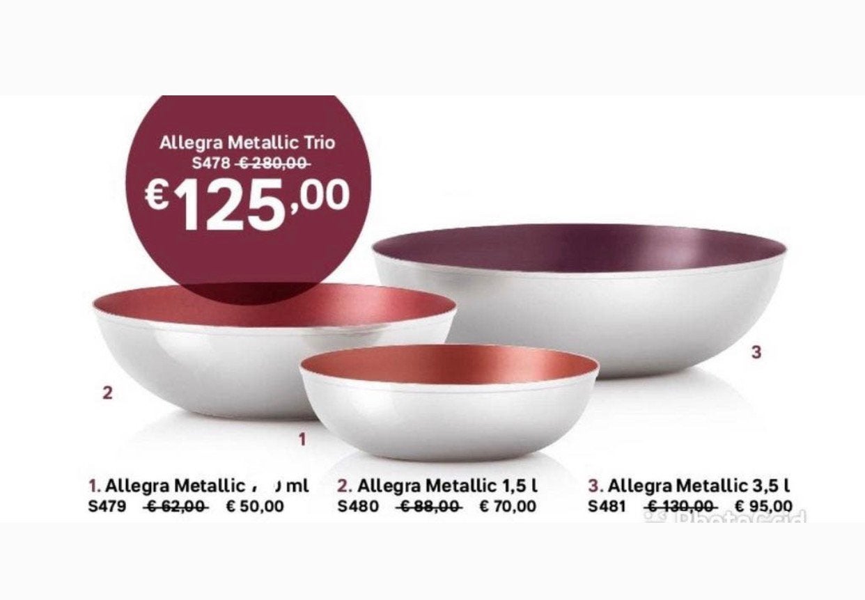 Tupperware Exclusieve Metallic Trio Kommen Set, Verzenden, Nieuw