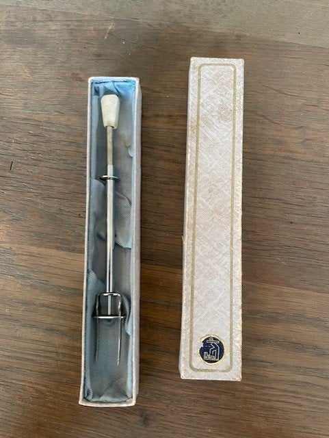 Zuurvorkje met parelmoer in originele doos, Ophalen of Verzenden