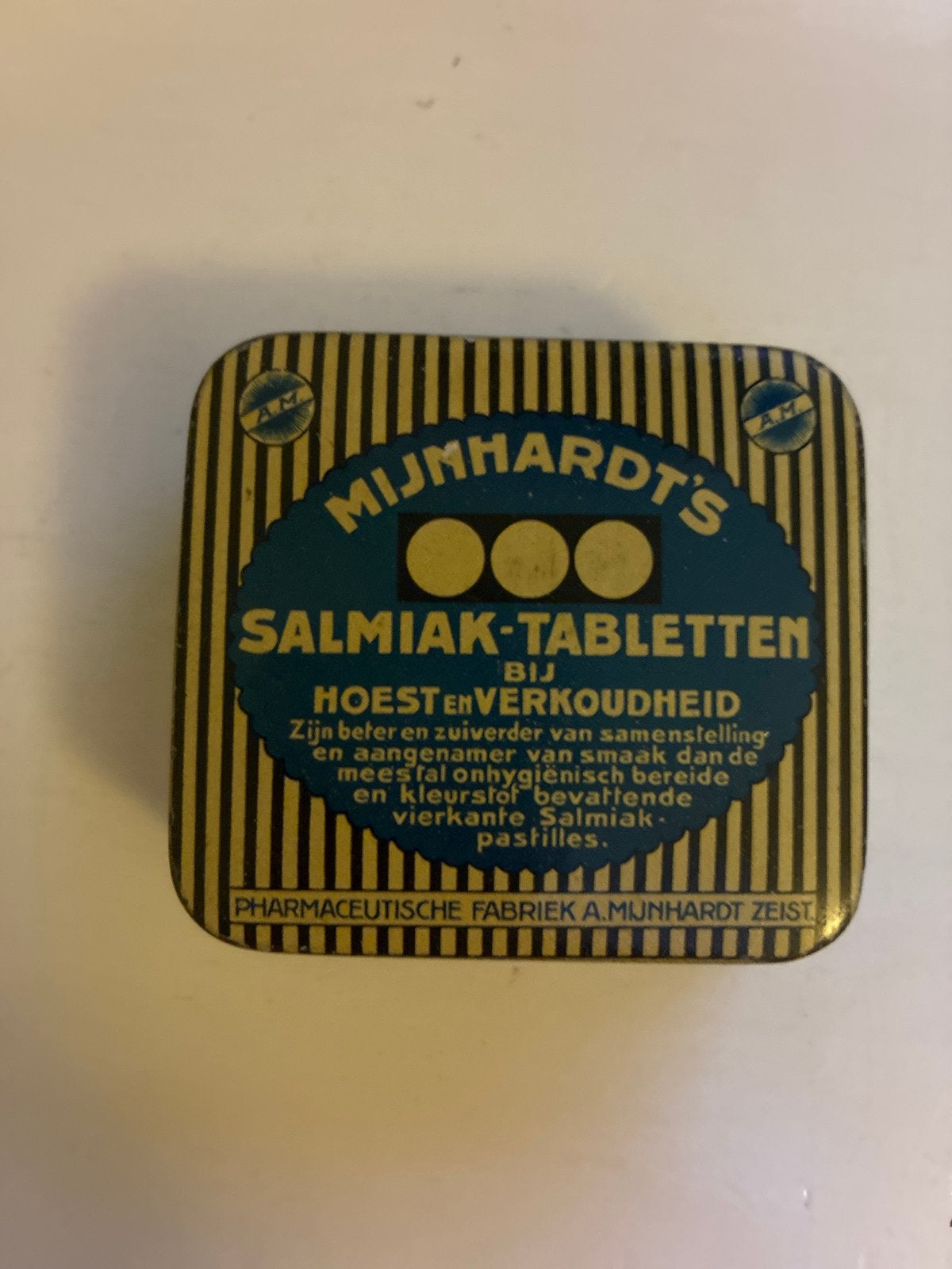 Vintage Mijnherdt's Salmiak-Tabletten Blikje, Verzamelen, Blikken, Ophalen of Verzenden, Gebruikt, Overige, Overige merken