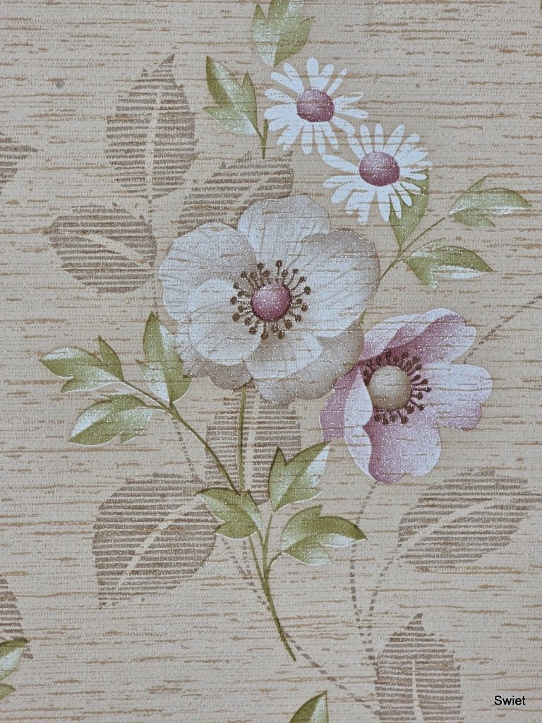 6993 Roze bloemenbehang beige vintage bloemdessin swiet, Verzenden, Roze
