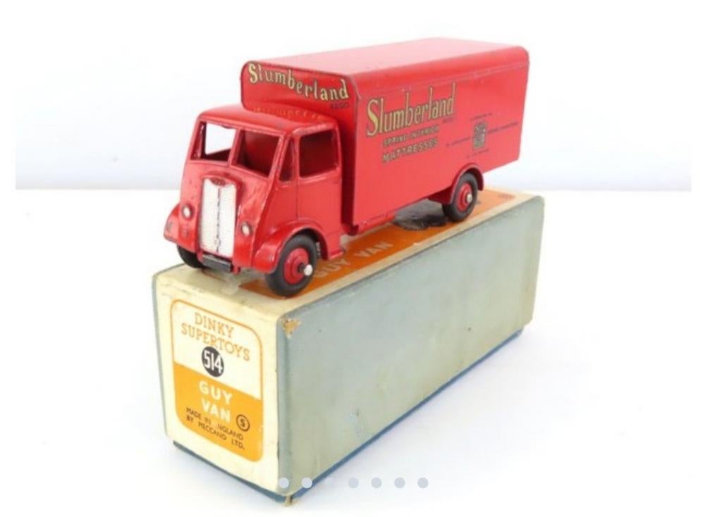 Dinky Supertoys 514 Guy Van "Slumberland" - Rood, Hobby en Vrije tijd, Ophalen of Verzenden