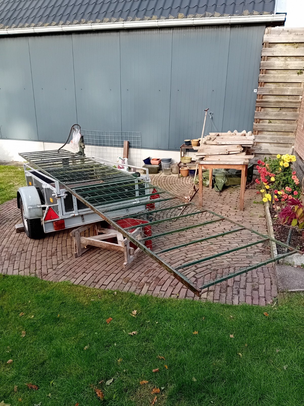 Hek van ijzer 490x80cm lxh, Ophalen, Gebruikt, IJzer, Overige typen