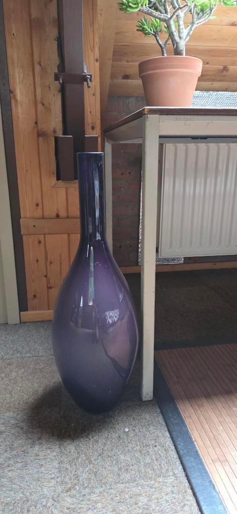 Hoge paarse vaas voor decoratie, Ophalen, Overige kleuren, Glas, Minder dan 50 cm