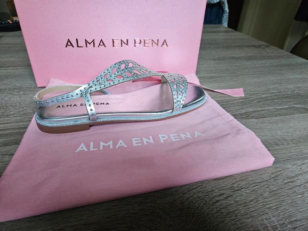 ALMA EN PENA Splinternieuwe Zilveren Sandalen, Kleding | Dames, Schoenen, Overige kleuren, Nieuw, ALMA EN PENA, Sandalen of Muiltjes