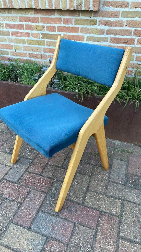 Mid century, deens design, Perriand stijl,vintage stoel, Ophalen, Gebruikt, Stof, Eén
