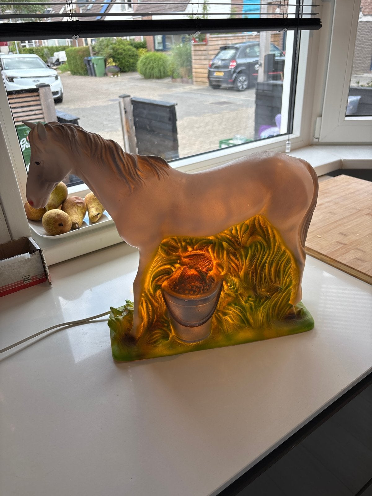 Vintage Paardenlamp met Lichtgevende Voerbak, Ophalen, Gebruikt