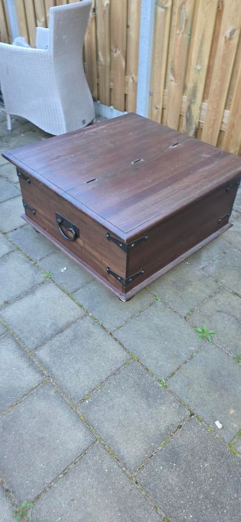 Koloniale dekenkist salontafel 89x89cm, Ophalen, Gebruikt, 50 tot 100 cm, Koloniaal