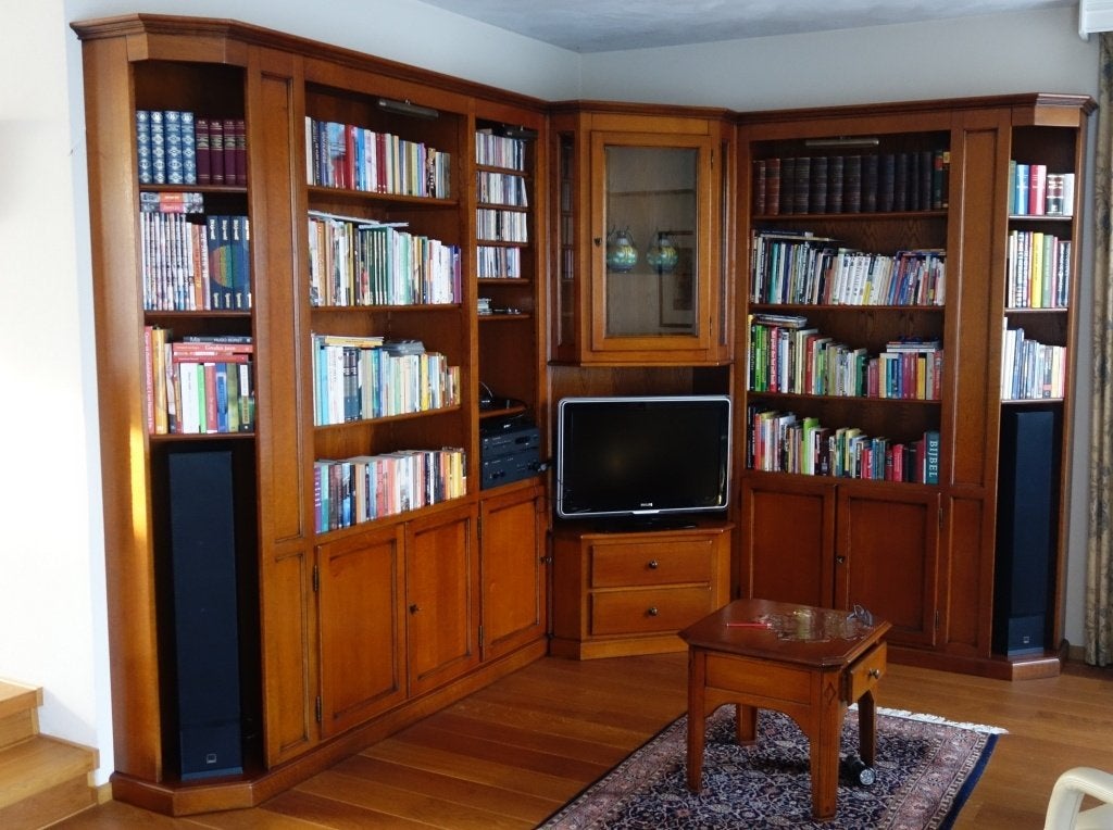 Hoekwand-BoekenTV& Audio, Huis en Inrichting, Kasten | Wandmeubels, Ophalen, Glas, Gebruikt, 200 cm of meer