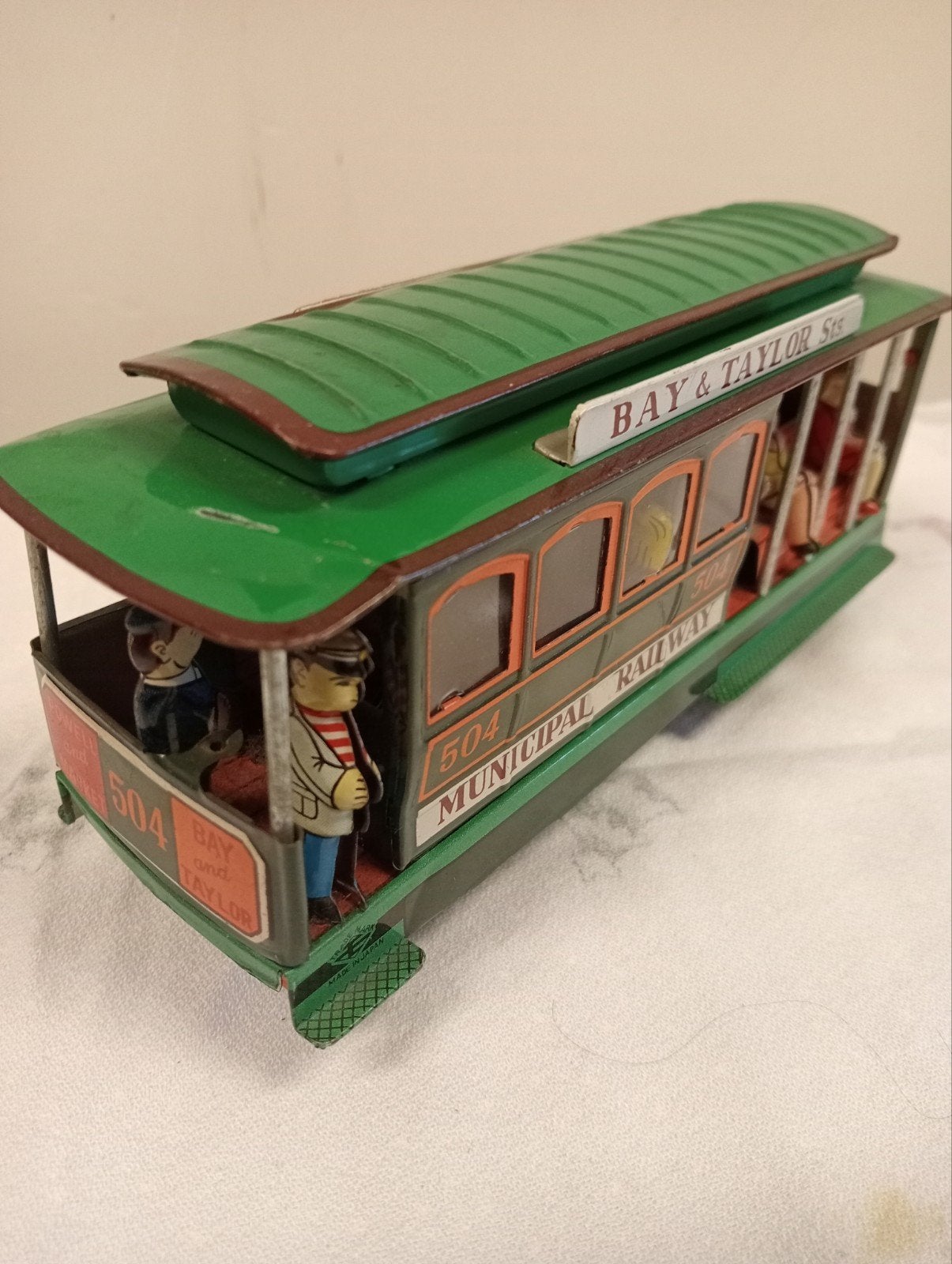 Vintage Blikken Tram Speelgoed - Municipal Railway 504, Gebruikt, Schaalmodel, Tram, Onbekend