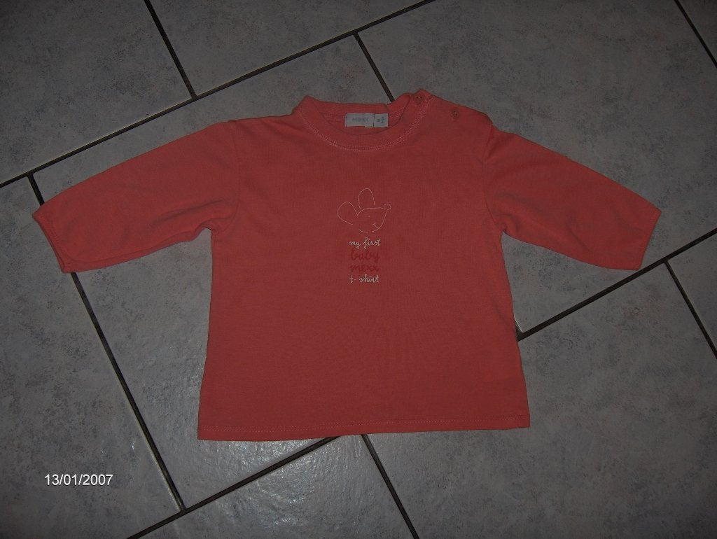 Nieuw lief koraal oranje katoenen muis print shirtje MEXX 68, Kinderen en Baby's, Babykleding | Maat 68, Mexx, Meisje, Nieuw, Ophalen of Verzenden