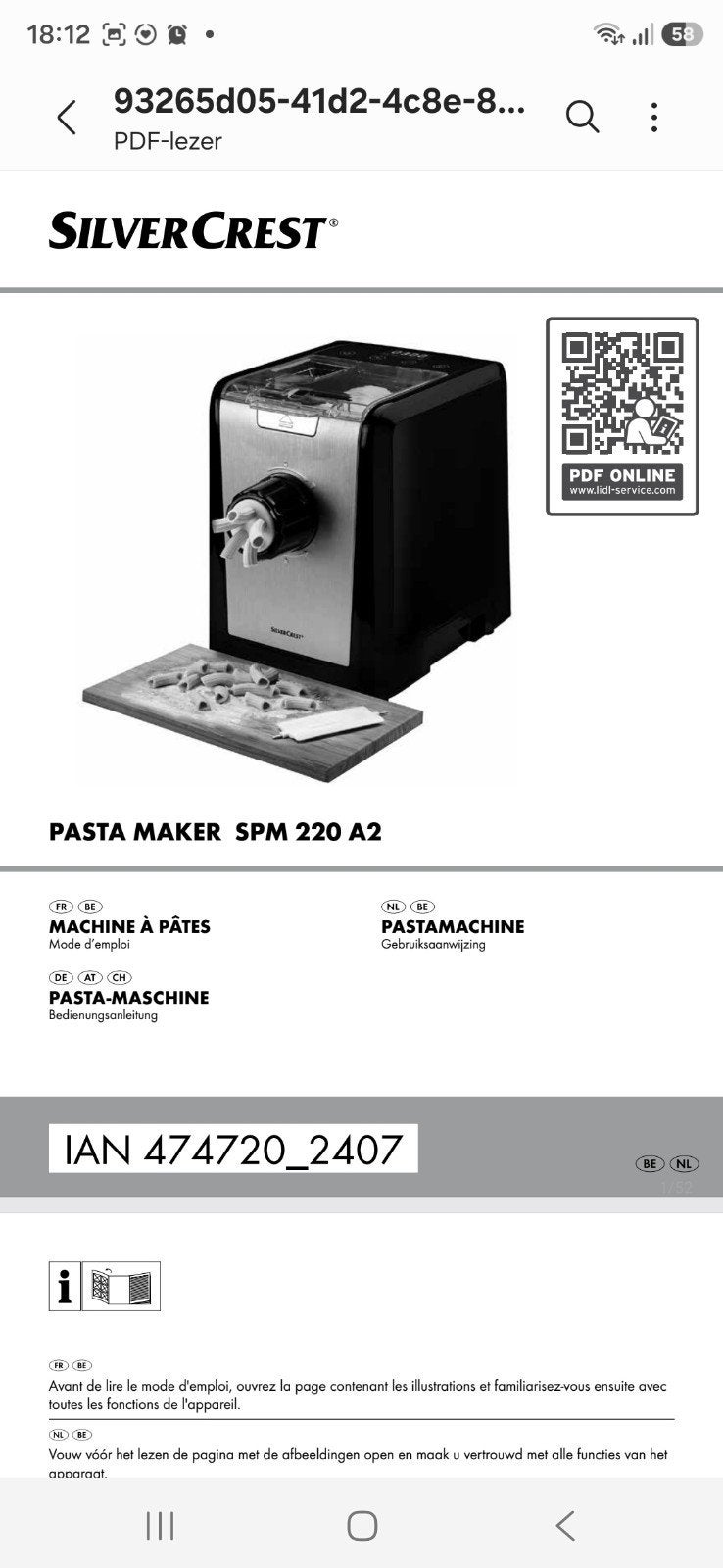 digitale pasta machine, Ophalen of Verzenden, Zo goed als nieuw