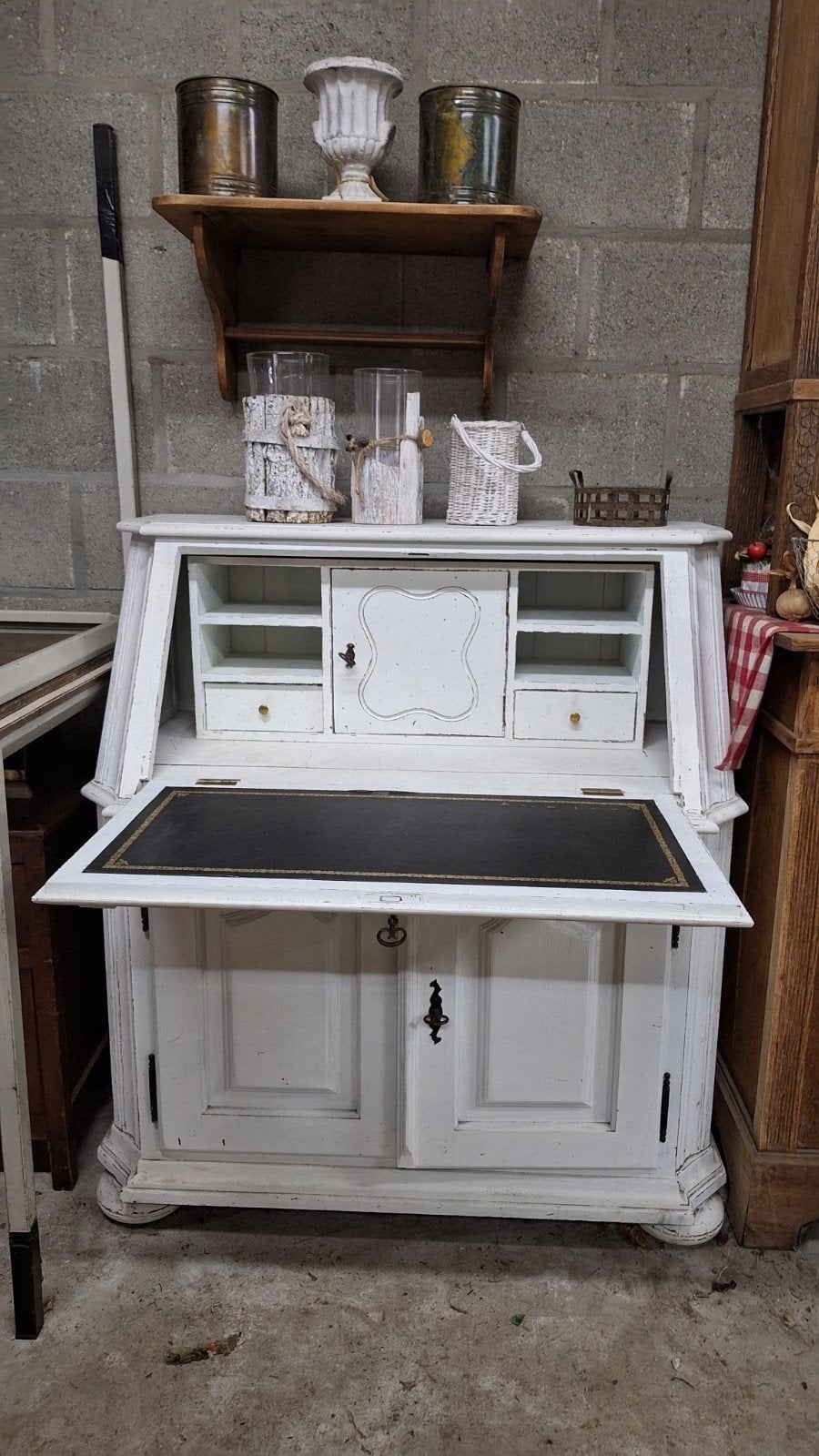 Brocante secretaire whitewash., Ophalen, Gebruikt