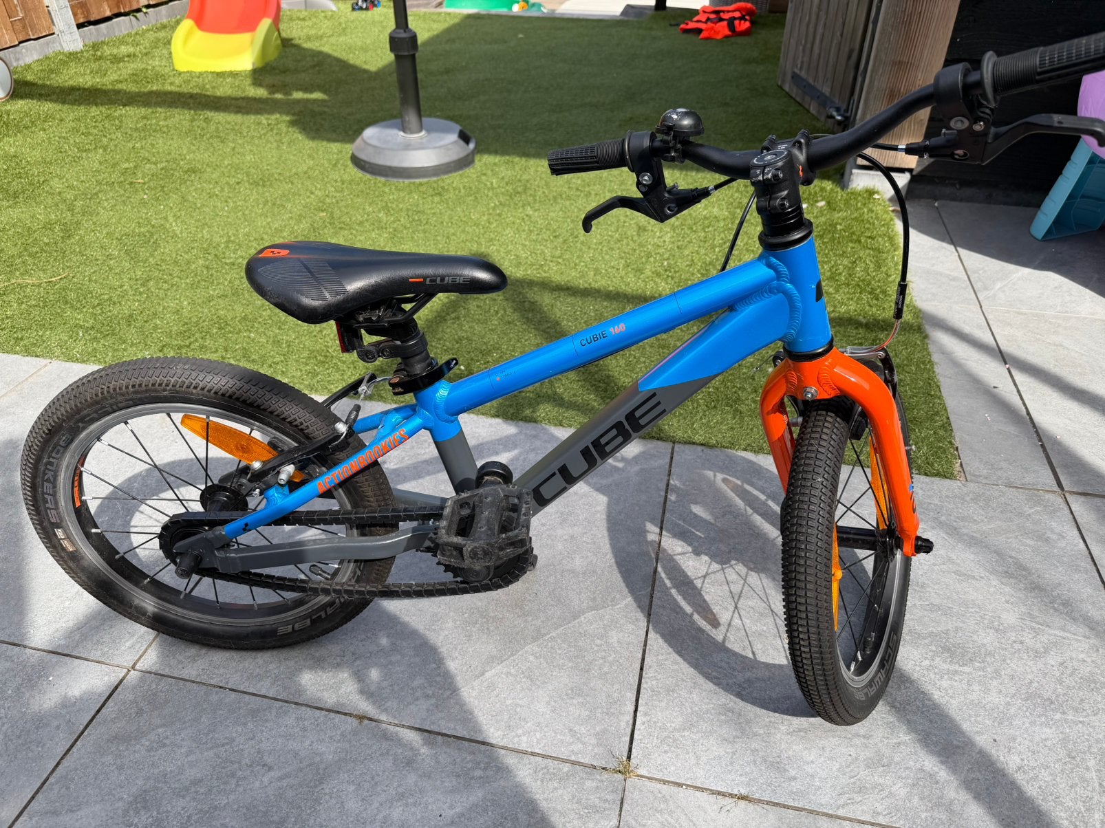 CUBE Cubie 160 – Kinderfiets – 16 inch – Blauw/oranje, Ophalen, Zo goed als nieuw, Staal, 16 tot 20 inch