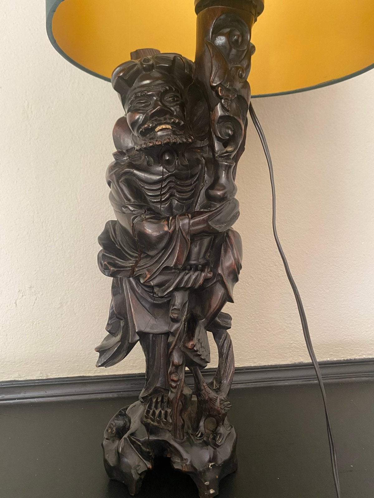 Unieke handgemaakte houten lampvoet uit Bali, Ophalen of Verzenden