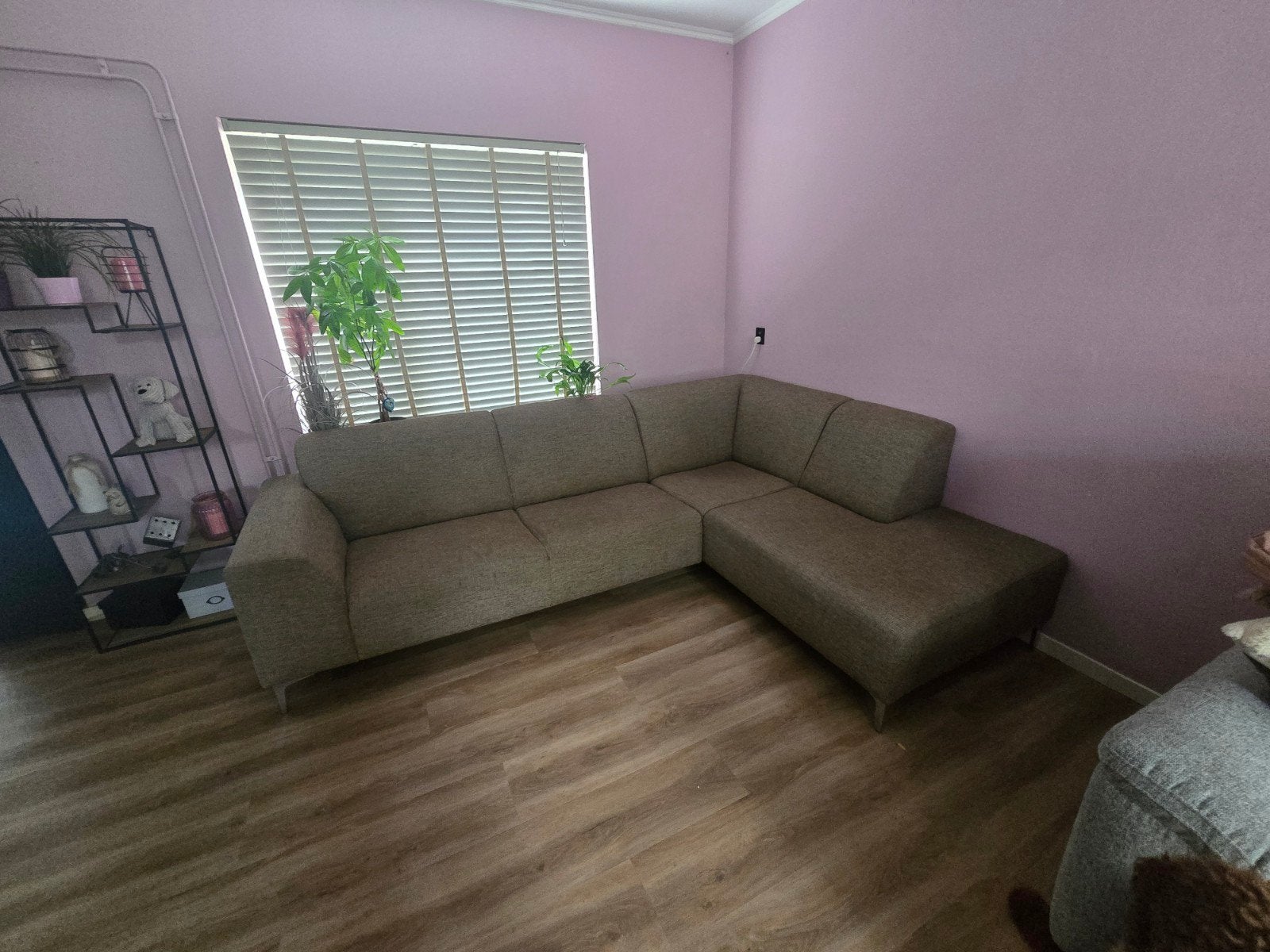 Comfortabele Hoekbank - bruin Stof, Ophalen, 250 tot 300 cm, Gebruikt, Overige maten
