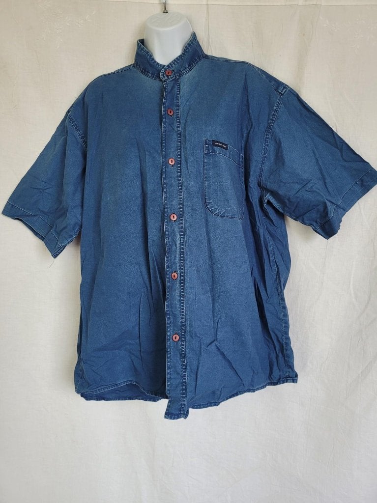 Stoer spijkeroverhemd met korte mouw mt XL merk Indian Blue, Kleding | Heren, Blauw, ., Ophalen of Verzenden, Zo goed als nieuw