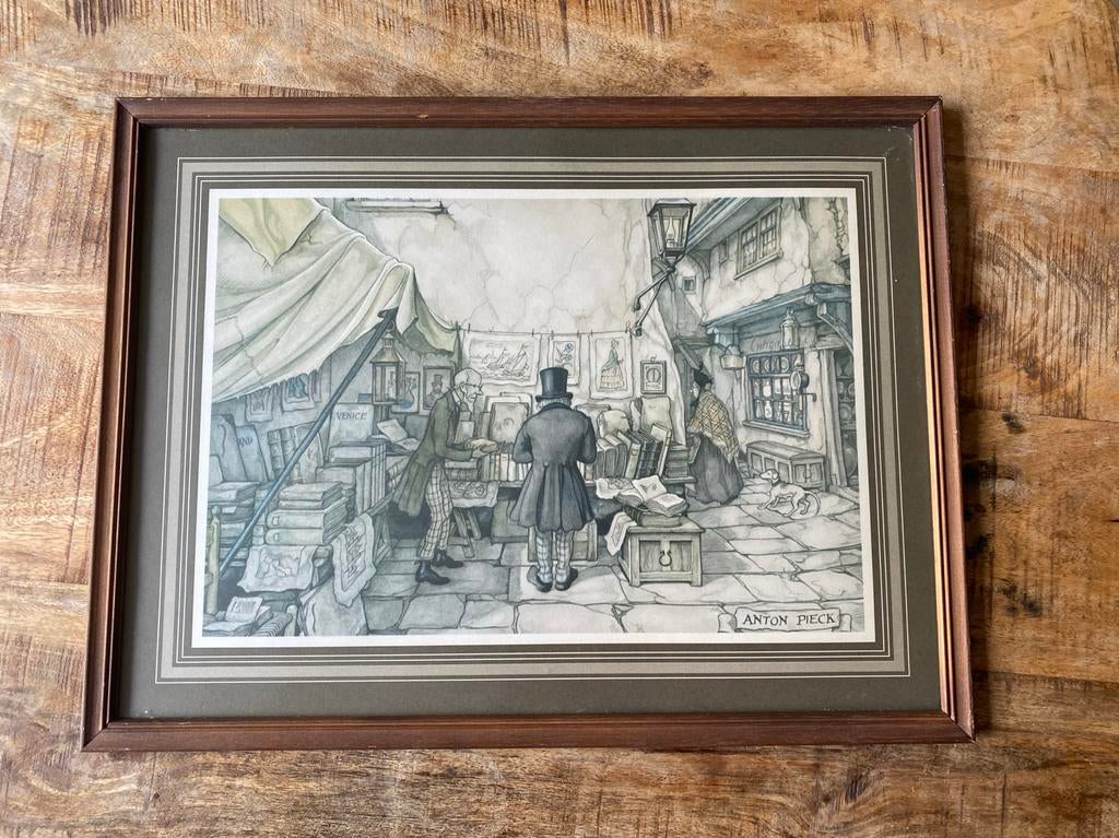 Ingelijste Anton Pieck prent - Boekhandel, Ophalen of Verzenden