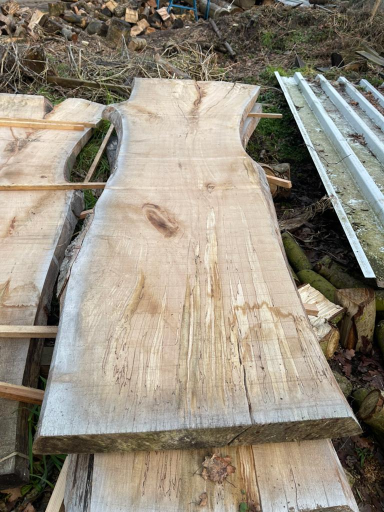 Beukenhouten schaaldelen, Tuin en Terras, Palen, Balken en Planken, Ophalen of Verzenden, Zo goed als nieuw, 250 cm of meer, Planken