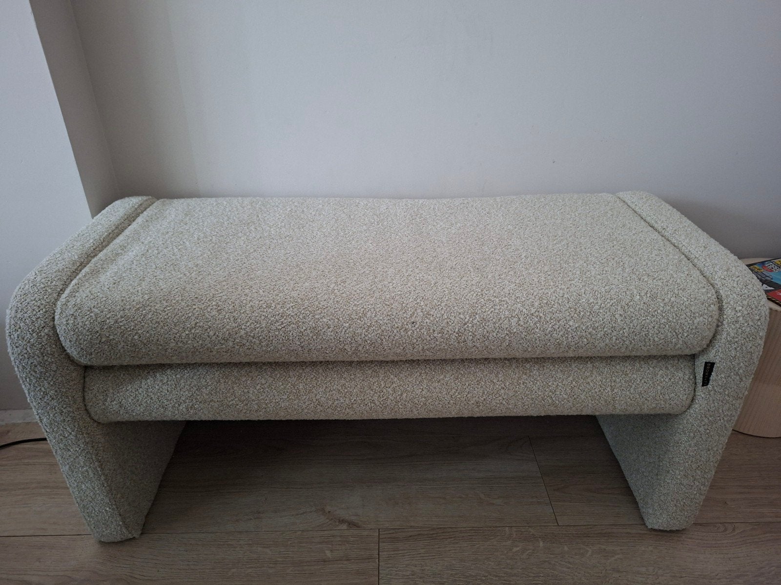 Eetkamerbank Neil bouclé taupe 100 cm, Ophalen, Nieuw, Stof, Modern, Bouclé