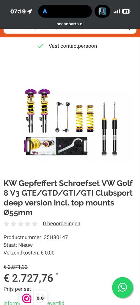 KW Gepfeffert Schroefset VW Golf 8 V3, Ophalen of Verzenden, Gebruikt, Volkswagen