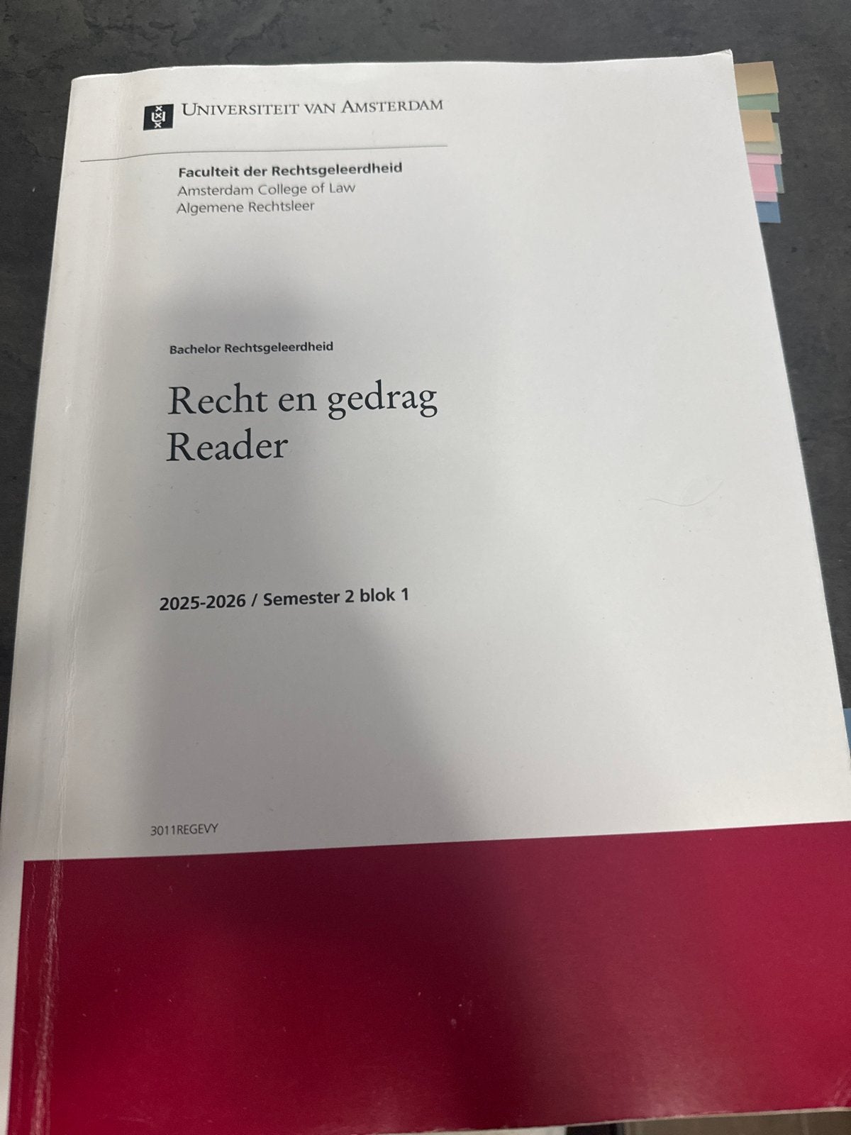 Reader Recht en Gedrag UvA 2025-2026, Ophalen of Verzenden, Gamma, Zo goed als nieuw, WO