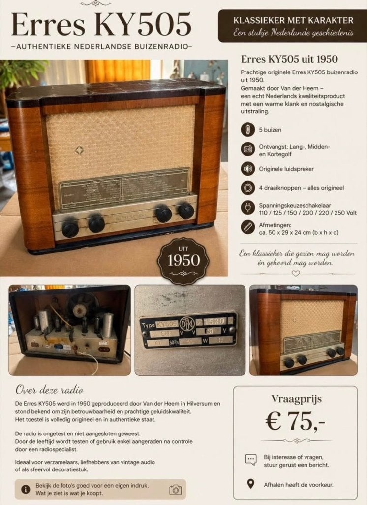 Erres KY505, Ophalen, Niet werkend, Radio