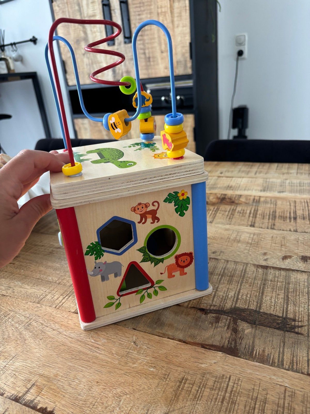 Houten Speelkubus Baby - Activiteitenkubus met kralen, Ophalen of Verzenden, Gebruikt, Overige typen