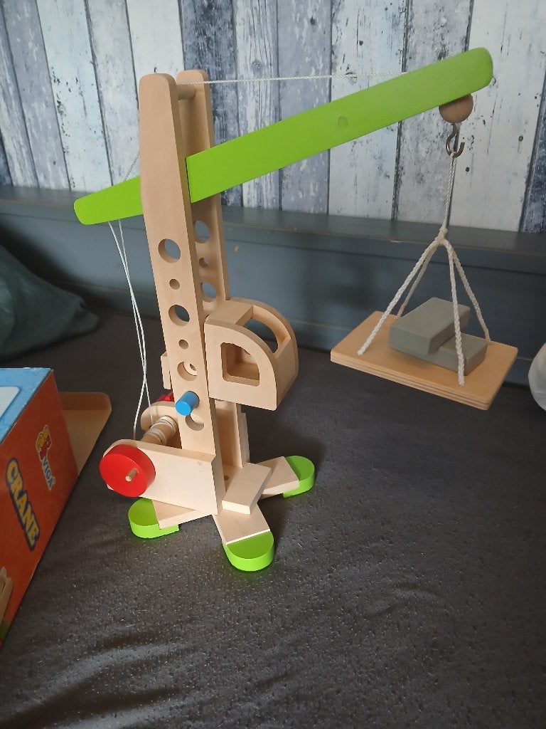 Viga Houten speelgoed kraan, Ophalen, Zo goed als nieuw, Overige typen