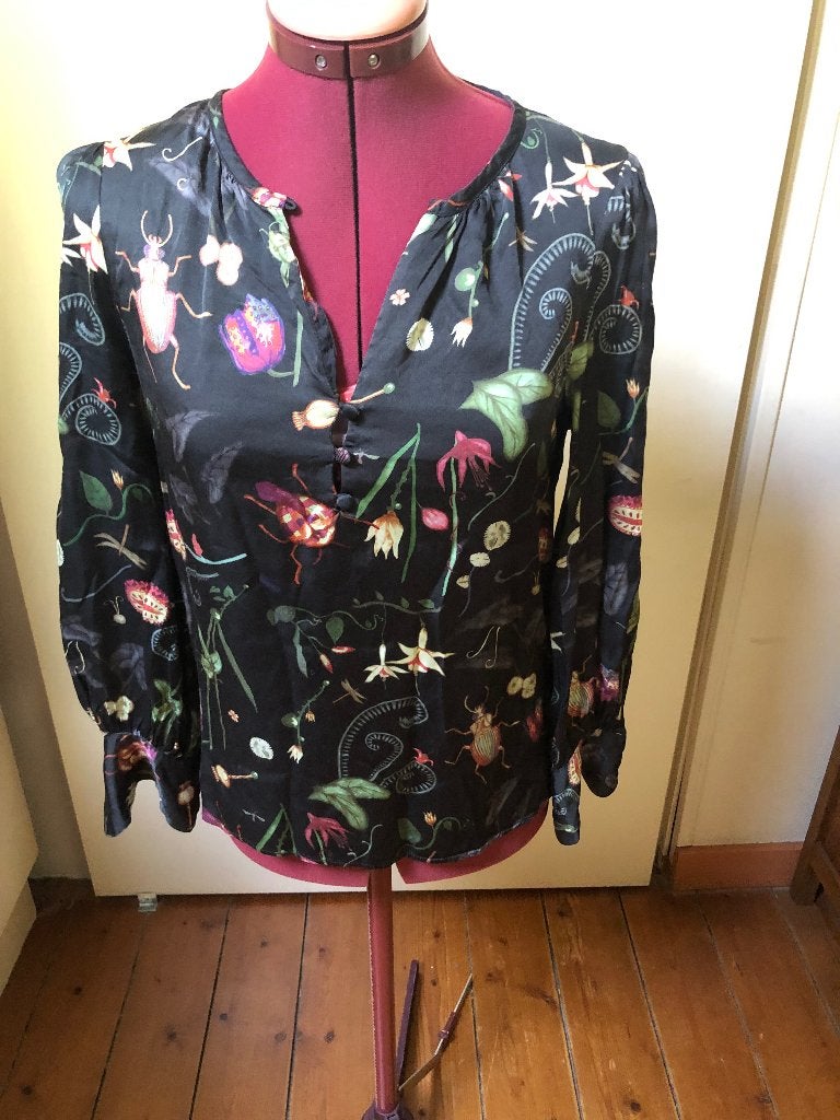 Sissy-Boy Blouse Zwart Bloemenprint Maat XS In nette staat, Zwart, Ophalen of Verzenden, Sissy Boy, Maat 34 (XS) of kleiner