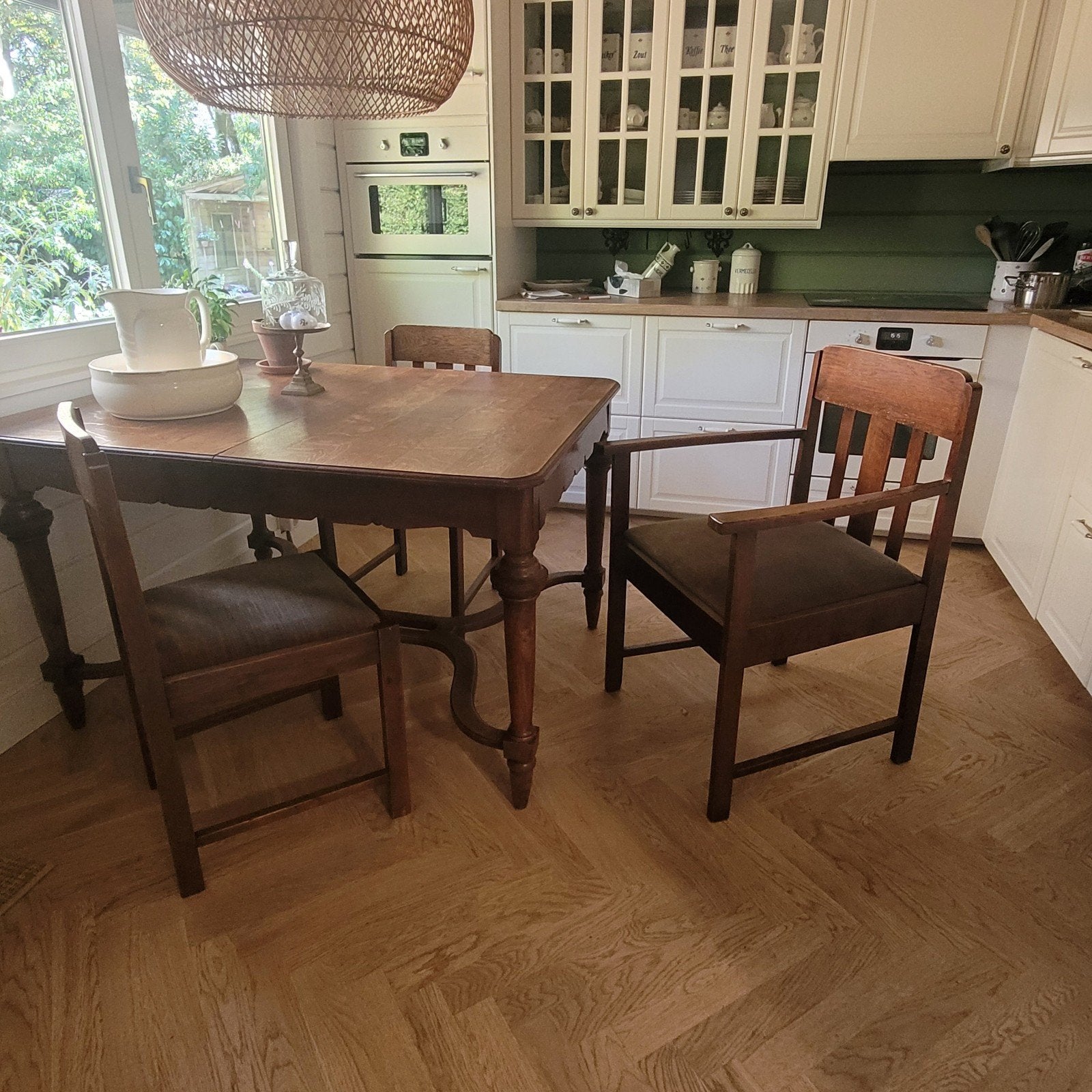 Set van 6 vintage eetkamerstoelen, Huis en Inrichting, Complete eetkamers, Ophalen, Gebruikt, 4 tot 6 stoelen
