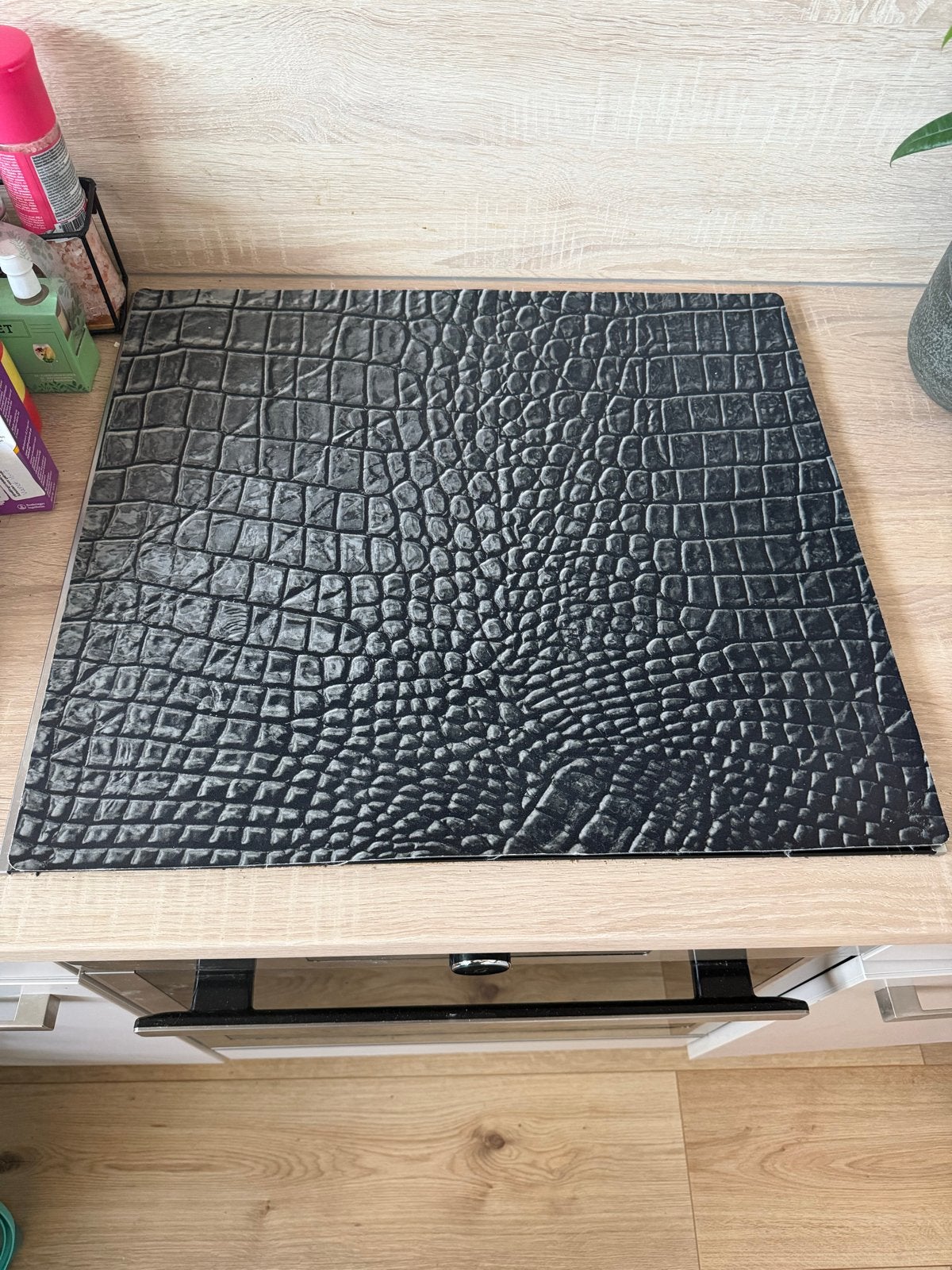 Inductie Kookplaat beschermer met krokodillenprint, Kunststof, Ophalen of Verzenden, Zwart, Overige typen