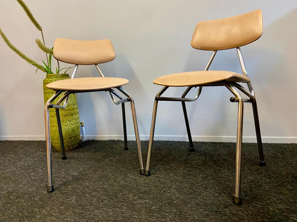SALE vintage skai keukenstoel jaren 60/70 retro chrome stoel, Ophalen, Gebruikt, Twee, Overige kleuren