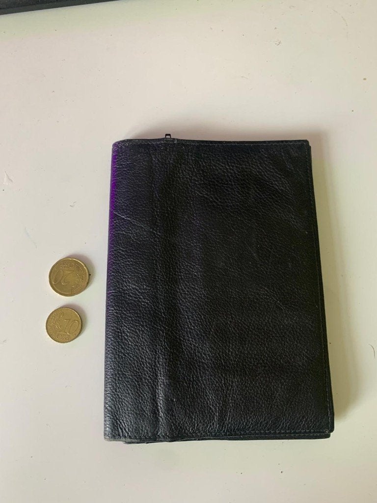 Vintage Leren Portomonee / autopapieren houder, Overige merken, Gebruikt, Zwart, Ophalen of Verzenden