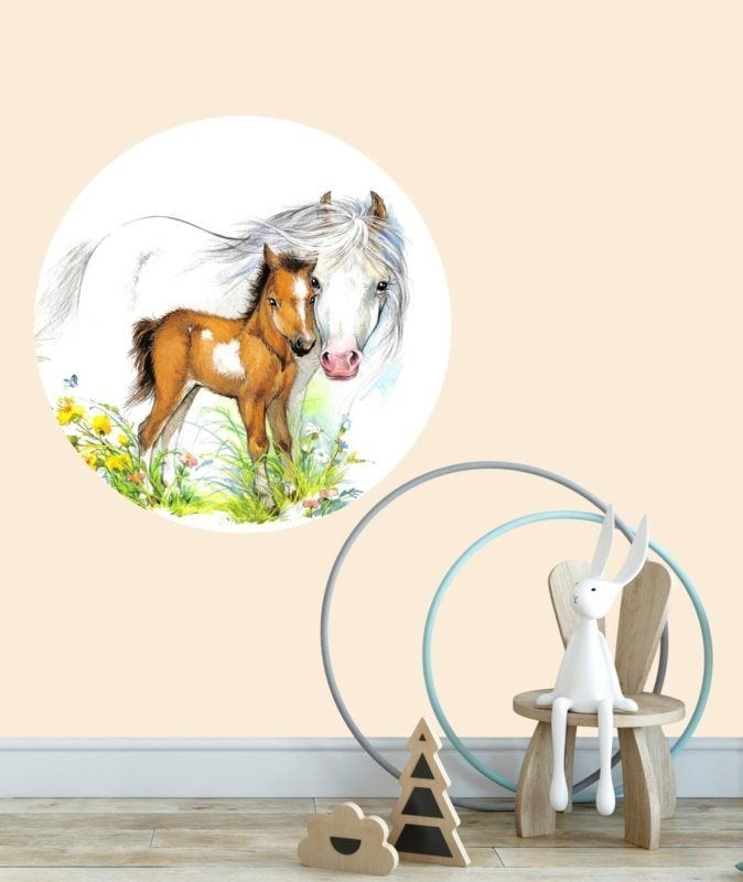 Behangcirkel Paard Wit en Veulen Designed4Kids, Designed4Kids, Nieuw, Ophalen of Verzenden, Designed4kids@live.nl
