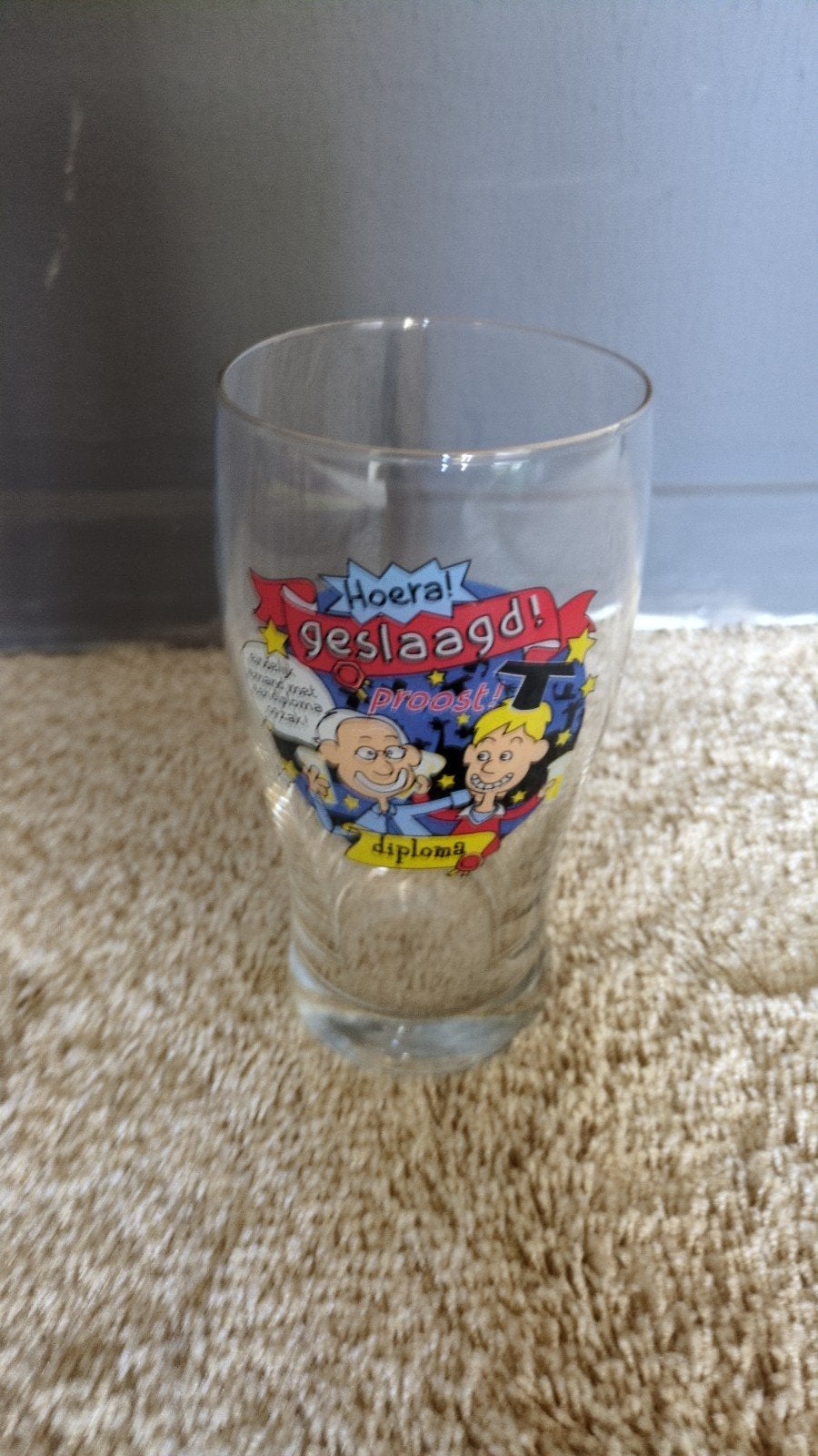 Feestglas 'Hoera! Geslaagd!' - Perfect Cadeau!, Ophalen, Zo goed als nieuw, Feestartikel, Overige