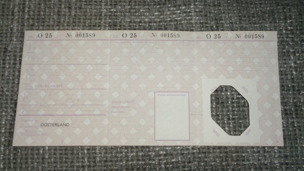 Oosterland blanco persoonsbewijs Zeeland oorlog wo2, Verzenden, Overige soorten, Nederland, Overige typen