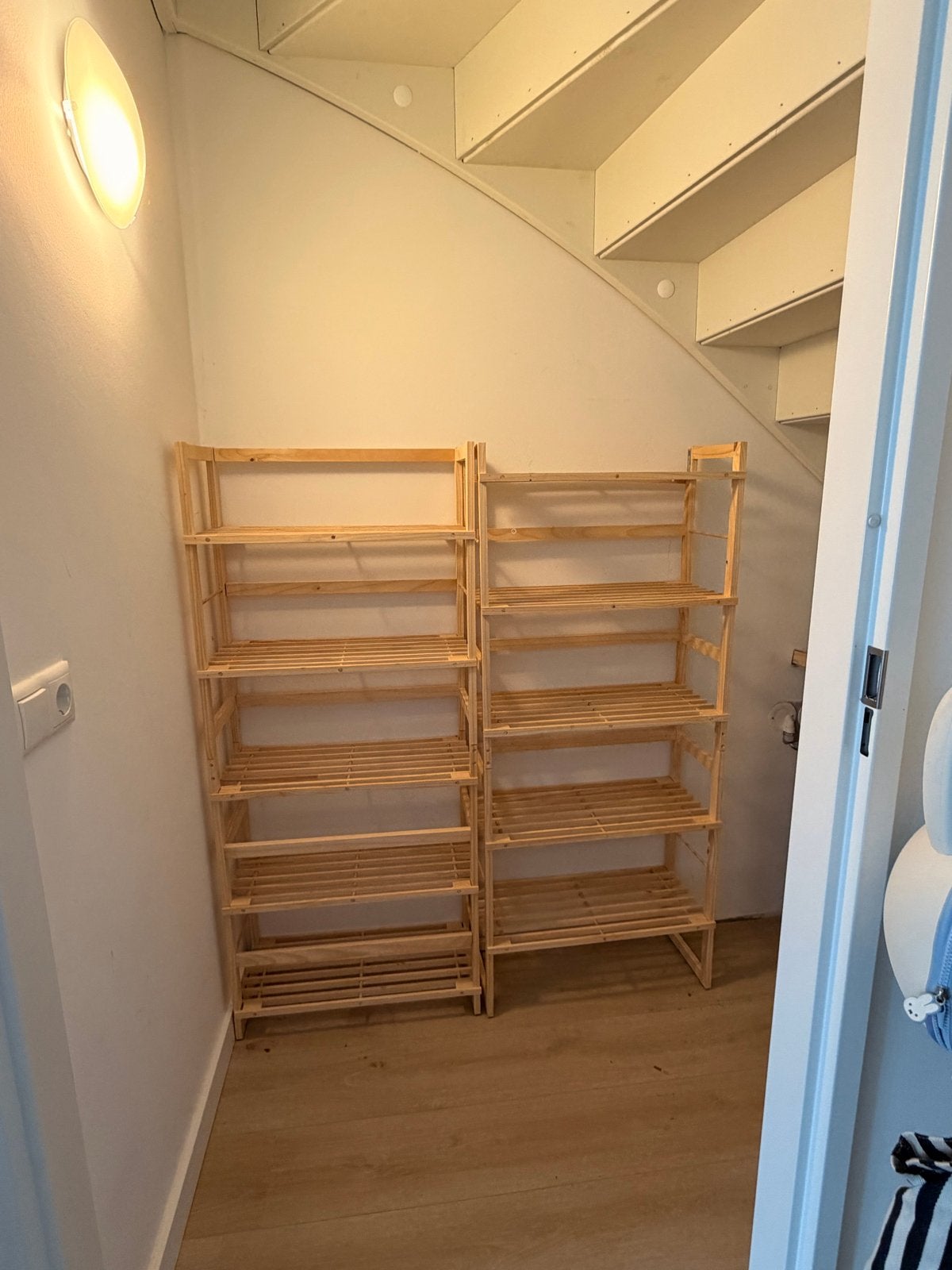 Houten voorraad rek - 2 stuks, Ophalen, Gebruikt, Hout, Overige typen