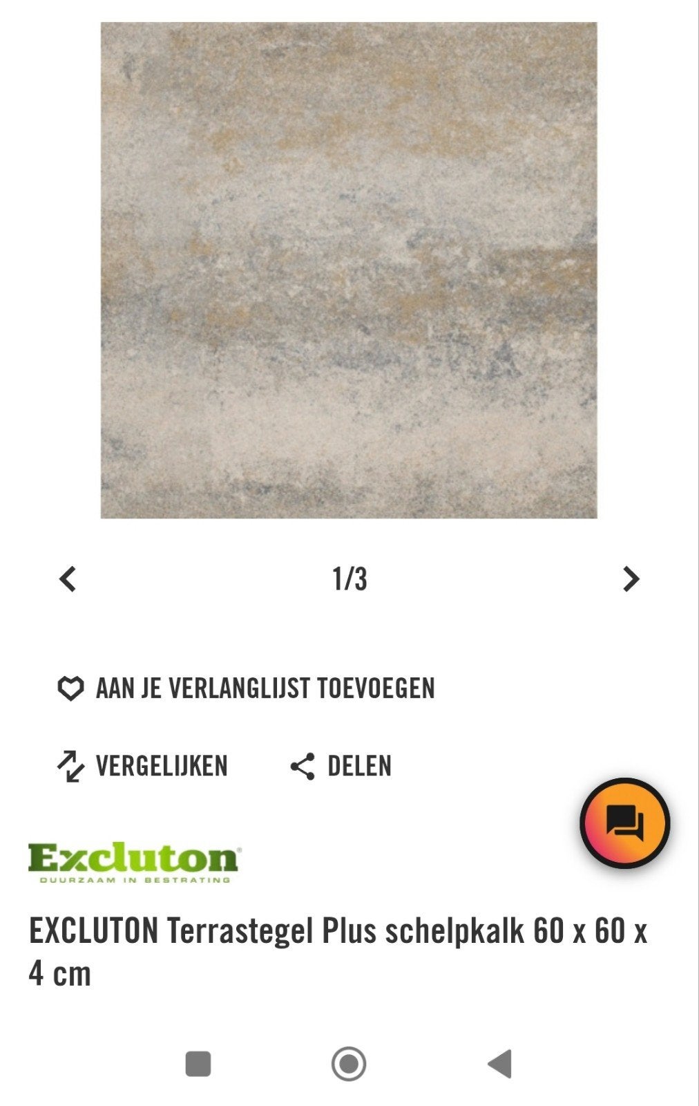 12 nieuwe terrastegels Excluton schelpkalk 60x60, Ophalen, 60 cm of meer, Overige typen, Nieuw