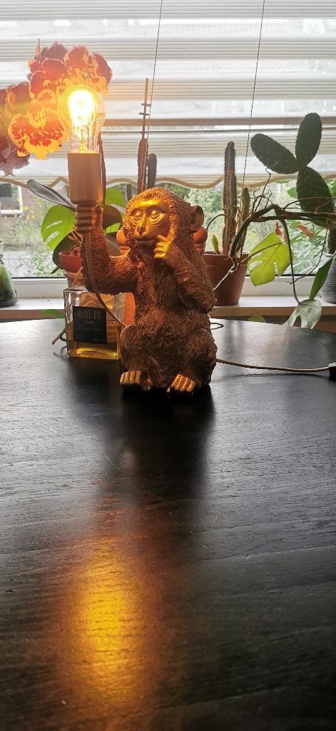 Lamp aap, Ophalen, Met schakelaar, Goud, E27 (groot)