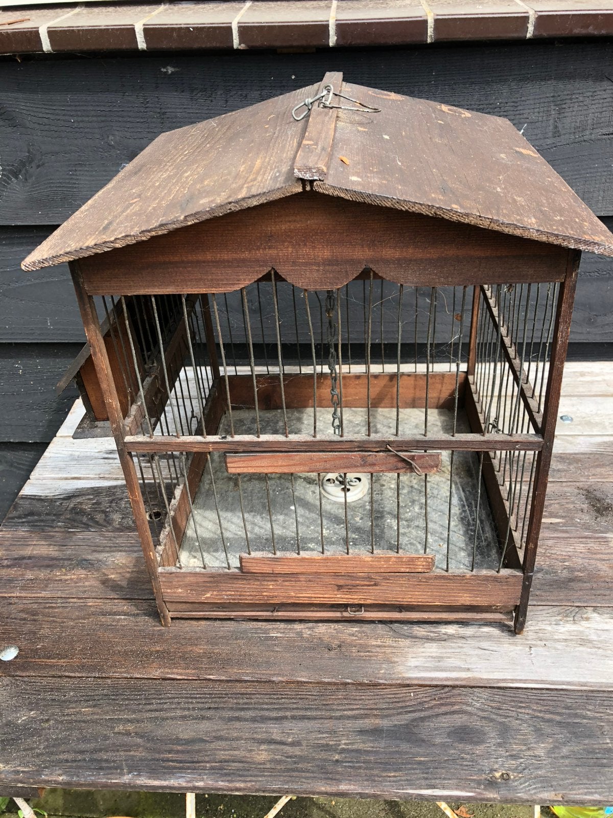 Brocante houten vogelkooi, Ophalen of Verzenden
