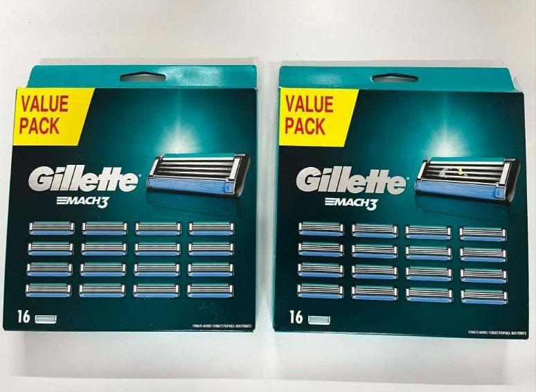 2 x Gillette Mach3 Scheermesjes - 16 stuks, Ophalen of Verzenden, Nieuw, Gehele gezicht, Verzorging