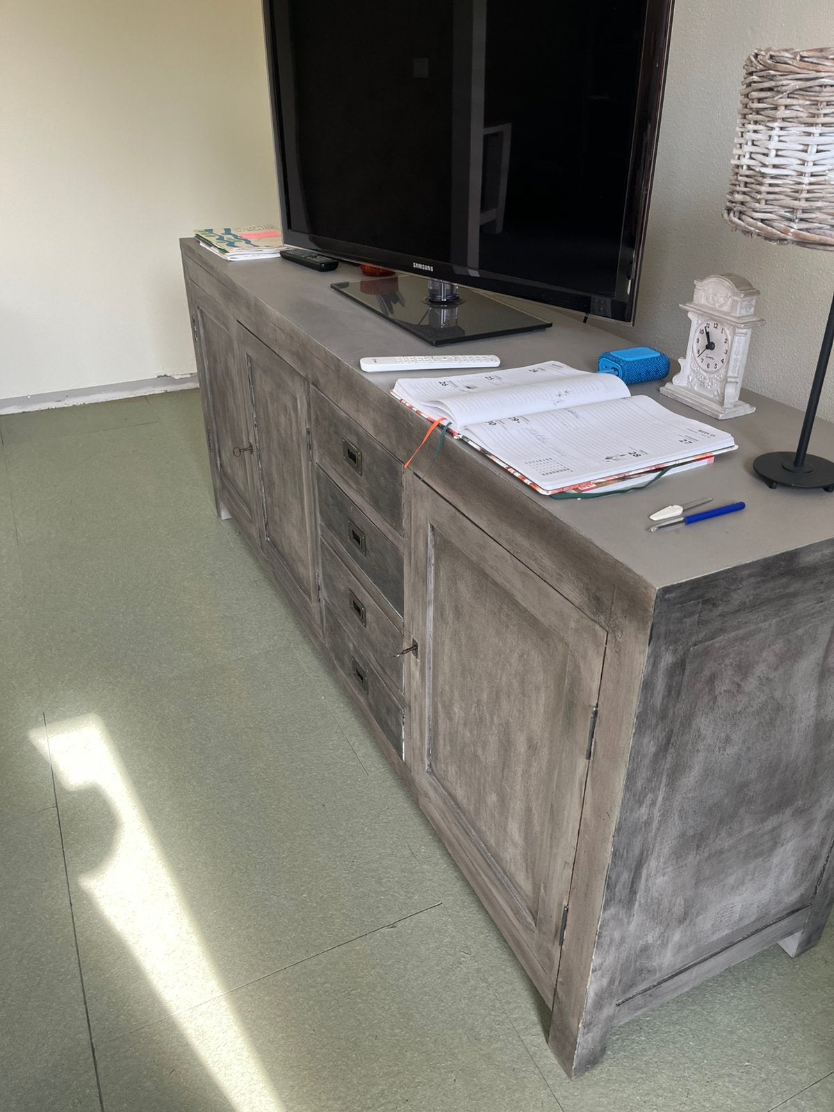 Dressoir geverfd met krijtverf, Ophalen, Gebruikt, 150 tot 200 cm, Teakhout