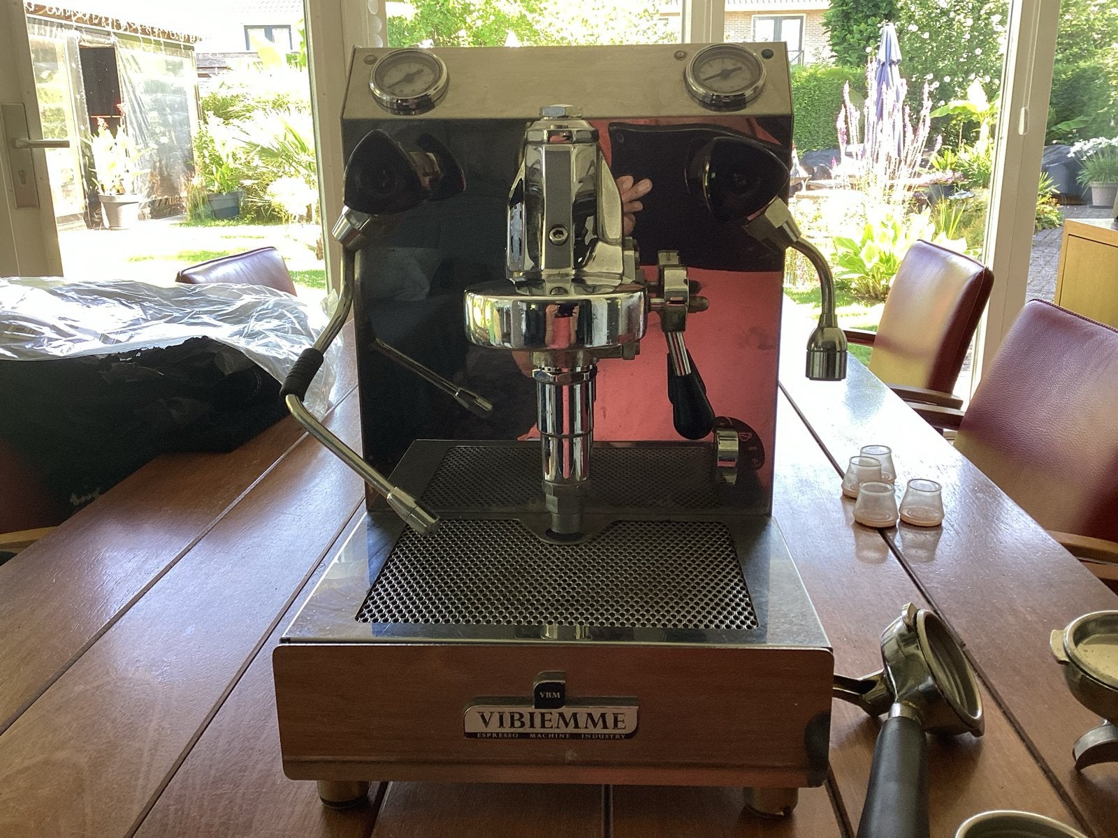 VBM Domobar Super Espresso Machine - Hout & RVS, Afneembaar waterreservoir, Espresso apparaat, Zo goed als nieuw, 2 tot 4 kopjes