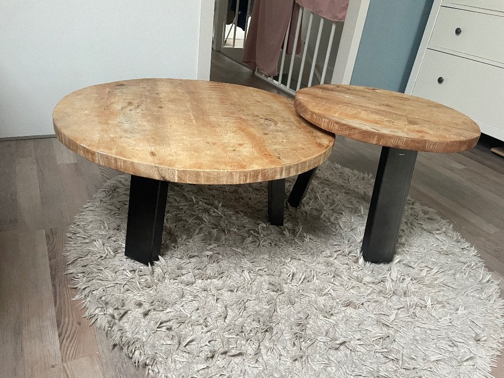Mangohout salontafels, Ophalen, 50 tot 100 cm, Rond, 50 tot 100 cm