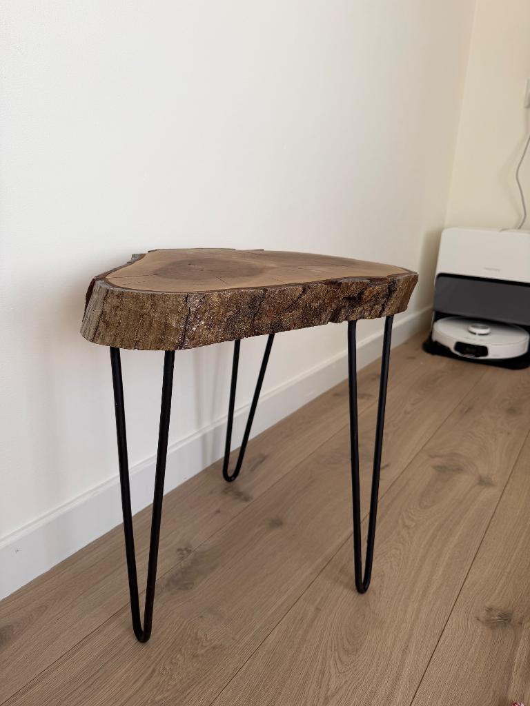 Handmade Solid Wood Side Table, Ophalen, Minder dan 55 cm, Rond, Zo goed als nieuw