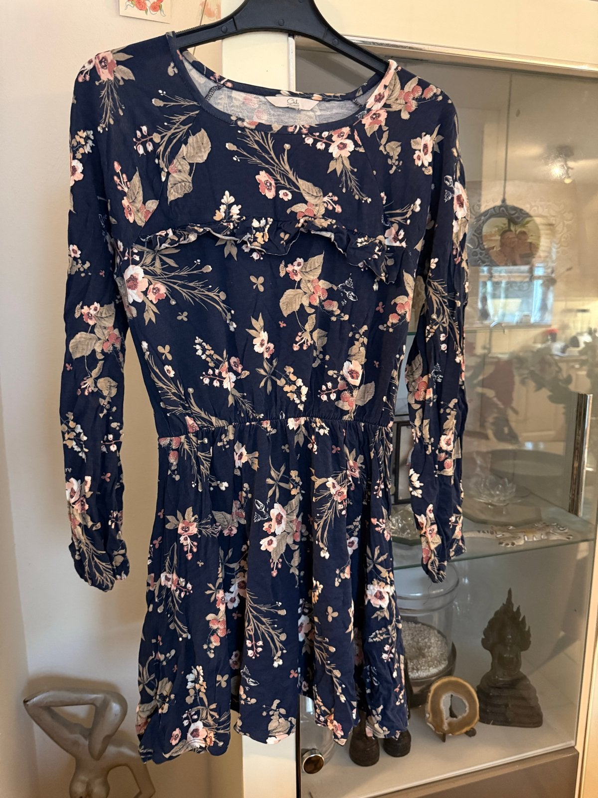 Clockhouse Bloemenjurk - Maat M, Kleding | Dames, Jurken, Zo goed als nieuw, Maat 38/40 (M), Blauw, Boven de knie, Ophalen of Verzenden