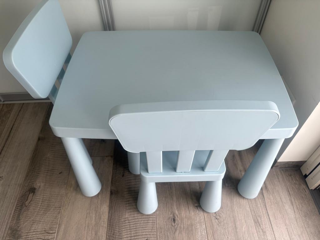Mammut - Kinder tafel met 2 stoeltjes - lichtblauw, Ophalen, Gebruikt, Tafel(s) en Stoel(en)