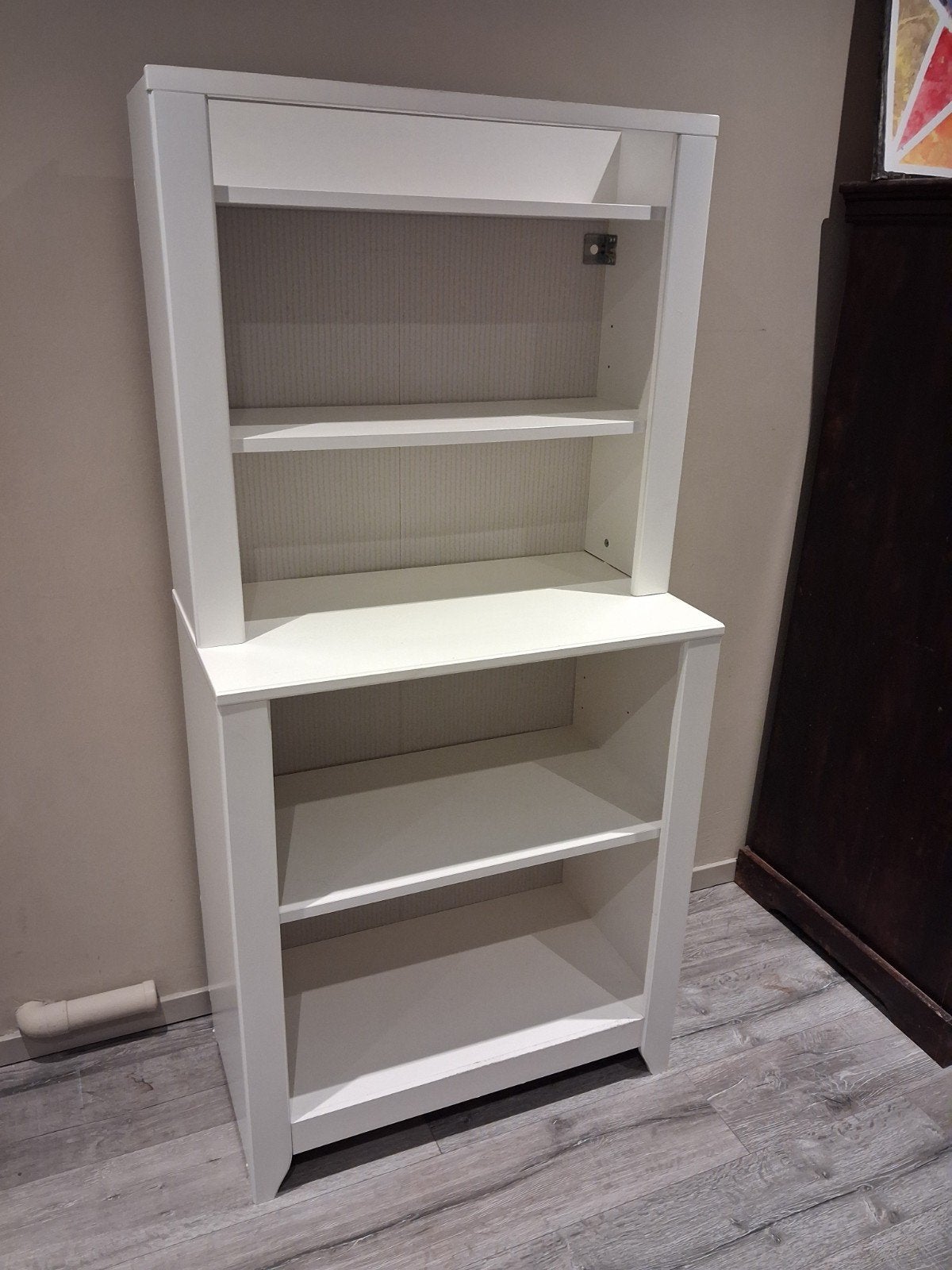 Witte boekenkast met open vakken en planken, Ophalen, Gebruikt, 50 tot 100 cm, 150 tot 200 cm